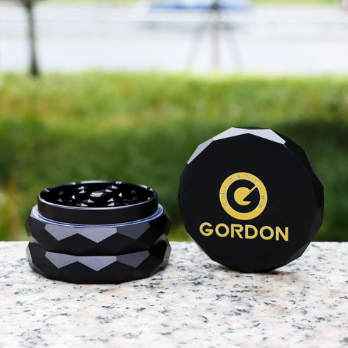 Gordon Diamond Surface Aluminum Alloy Herb Grinder, Black 50 mm Smoker Grinder, 4 Lay Easy Clean Herb Grinders